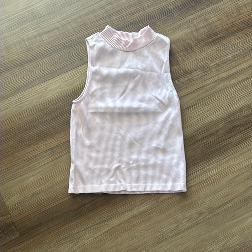 Pink Sleeveless Ribbed Top